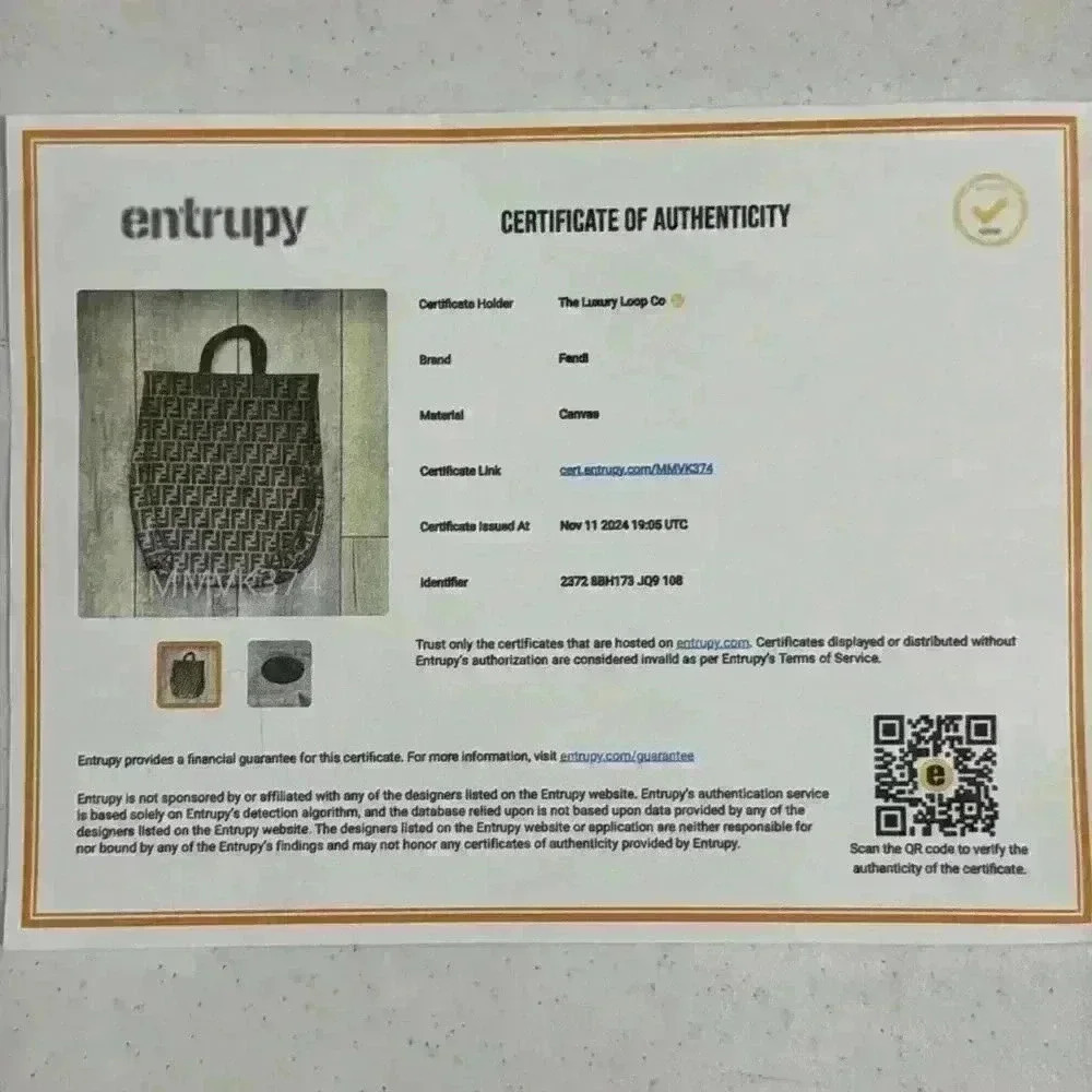 FENDI Zucca Tote FF Monogram Brown Vertical Canvas Satchel Bag Authentic - Picture 13 of 16